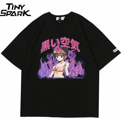 2020 Men Hip Hop T Shirt Streetwear Japanese Cartoon Sexy Girl Tshirt Harajuku HipHop Oversize T-shirt Anime Cotton Tops Tees