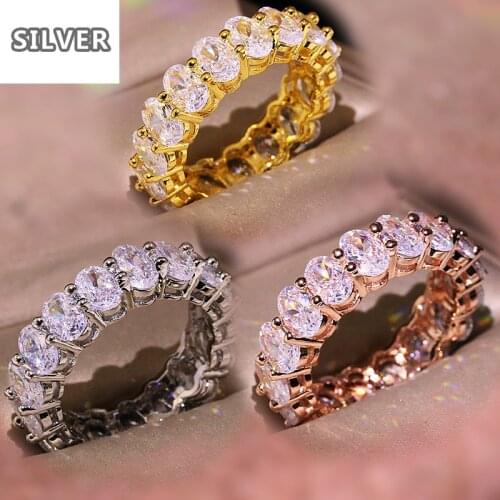 Glamour Flawless Ring Gold Silver Rose Gold Colored Oval Cut Zircon Ring Womens Party Jewelry Gift diamond rings for women