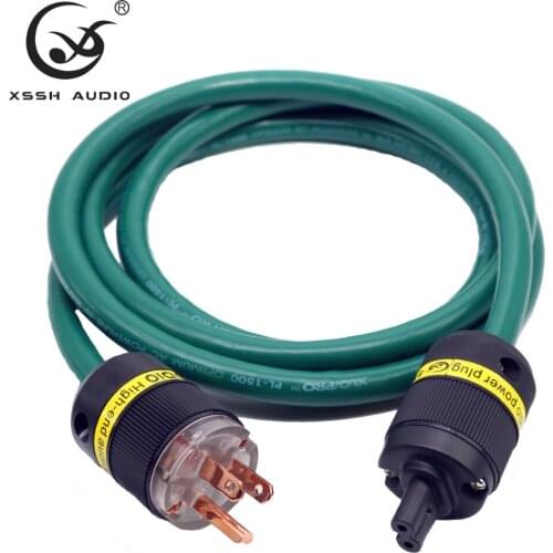 XSSH audio US AC 8 figure 2 pins power cord cable american audio CD amplifier amp 3 core OFC copper shielding ground wire