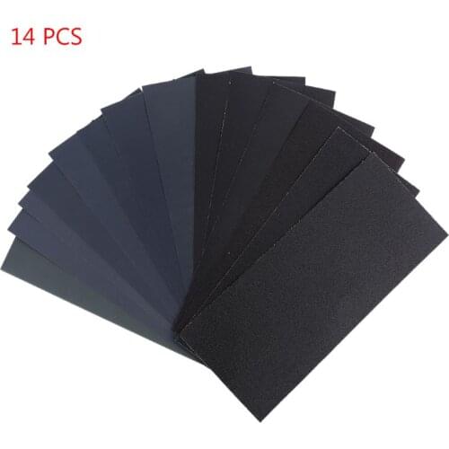 14PCS Wet Dry Sandpaper 120 To 3000 Grit Assortment Abrasive Paper Sheets 23*9cm 517A