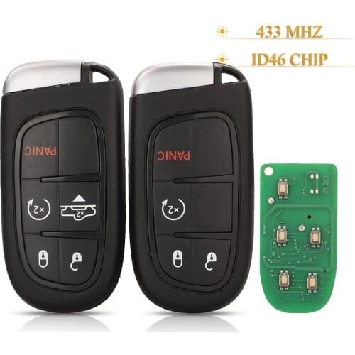 Kutery 4 /5Buttons Smart Remote Car Key For Ram 2013 - 2019 Fob with Chip ID46 433MHz Remote Smart Car Key Original Factory