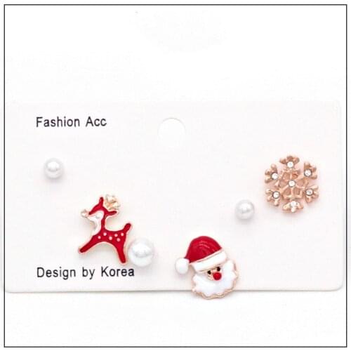 LANIWOO Christmas Stud Earring Set Cute Cartoon Jewelry 2021 New Fashion Accessory For Girls Women Wholesale