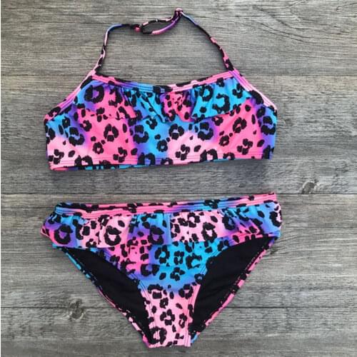 Leopard Print Girls Bikini Set 2020 7-14 Years Children Girl Swimsuit Swimwear Falbala Kids Biquini Infantil Bathing Suit 318