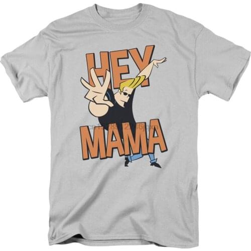 Johnny Bravo HEY MAMA Licensed Adult T-Shirt All Sizes Cotton Tee Shirt New Cool Gym Tops