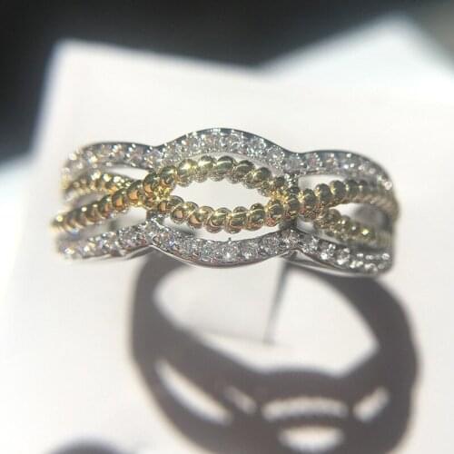 Fashion Princess Cut 0.5CT White Zircon Plata Engagement Rings gold color wedding cross lover Rings Party Rings