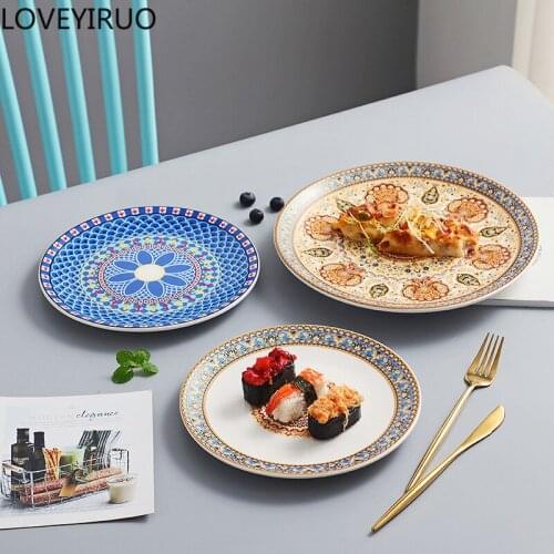 LOVEYIRUO Ceramic tableware set dim sum snack western food plate living room decoration afternoon tea plate set household goods