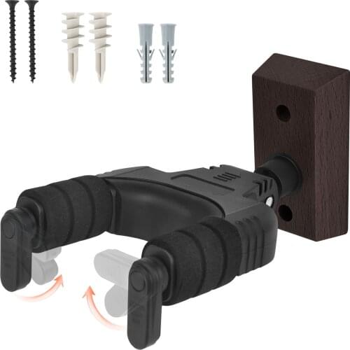 LEKATO GH-01 Guitar Wall Mount Hanger Hard Wood Base Guitar Hook Auto Locking Guitar Wall Hanger Mount Stand Mount Stand Rack