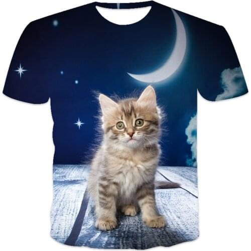 2021 new cat 3D printing pattern best-selling trendy men and women fashion street hip-hop T-shirt