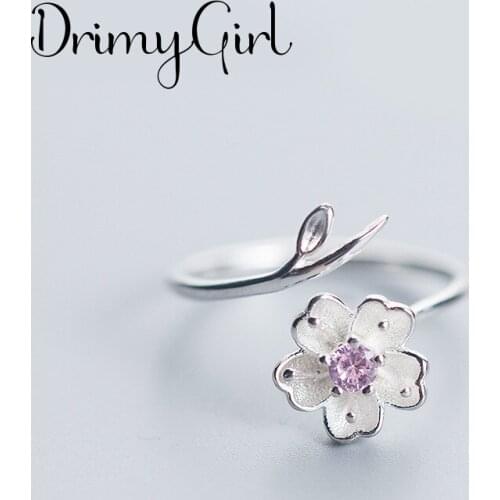 Charming Bohemian Ethnic Crystal Cheery Flower Ring For Women Female Fashion Finger Rings Girls Party Gift Gothic Jewelry