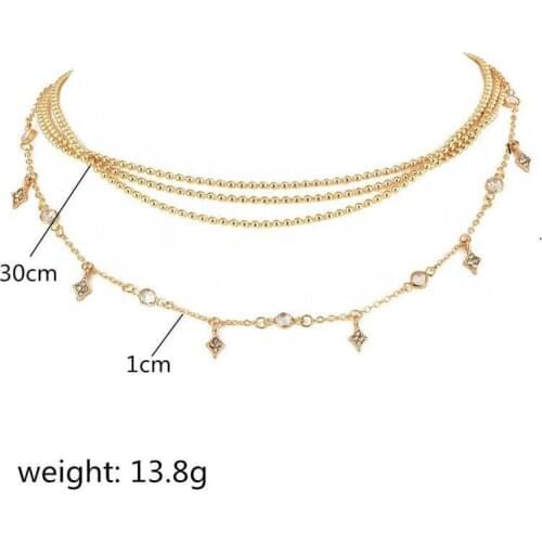 Hot Fashion Multilayer Choker Necklace Crystal Summer Star Chain Gold Women Jewelry
