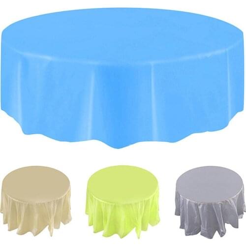 Plastic Waterproof Disposable Table Cloth Large Solid color Wedding Party Circular Table Cloth Cover New