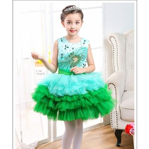 Girls dress dance childrens day performance childrens clothing sleeveless halloween pettiskirt show kids clothes