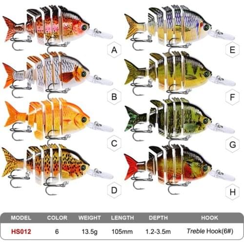 10.5cm 13.5g Fishing Lures Multi Jointed Swimbait 6 Segment Wobblers Pike Tackle for Bass Trout Crankbait Bait