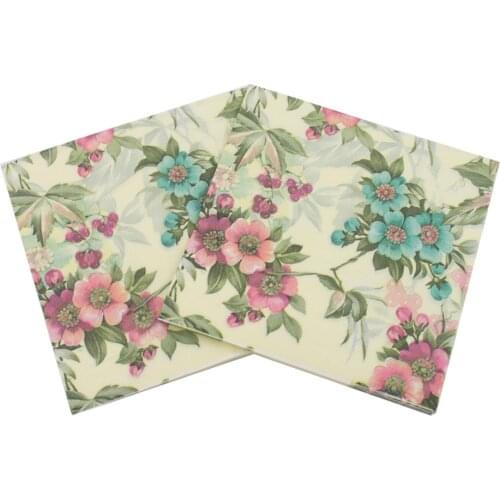 1 Set Color Printed Napkin Flowers and Plants Series Creative Paper Towel Birthday Wedding Anniversary Days Party Decor