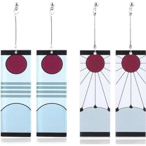 Cartoon Demon Slayer Earrings Japan Anime Kimetsu No Yaiba Tanjirou Kamado Blade of Ghost Drop Earrings Cosplay Gifts For Girls