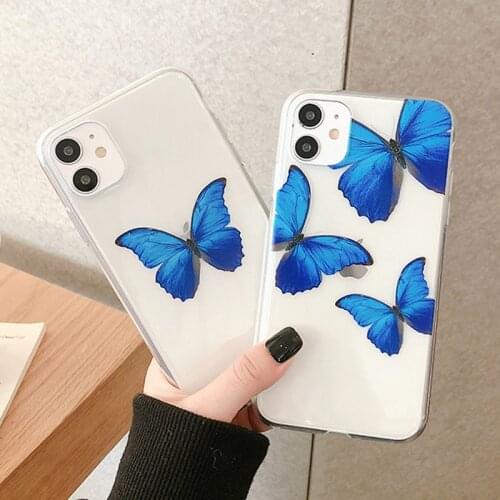 Clear Silicone Phone Case For iPhone 11 Pro Max XS Max XR X 7 8 6 6s Plus 5 5S SE Case Transparent Butterfly Soft TPU Back Cover