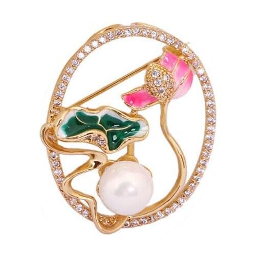 European and American Fashion Personality Trend Jewelry Enamel Drip Oil Lotus Brooch Hand-painted Fresh Clothing Accessories