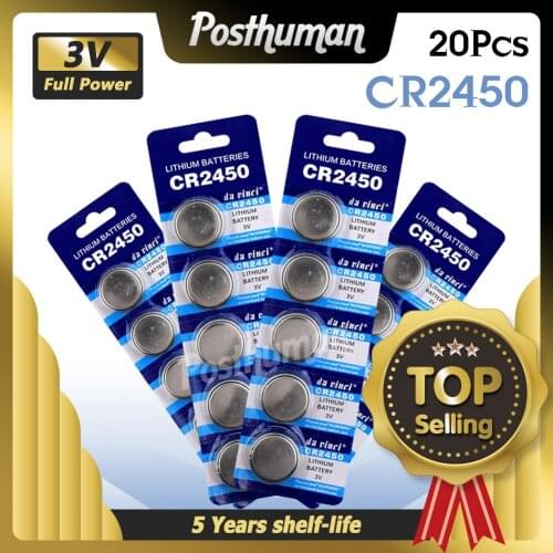 YCDC 20PCS Button Battery CR2450 Electronic Lithium Coin Cell Batteries 3V KCR2450 5029LC LM2450 Watch Toy Remote