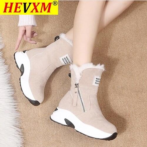 Women Ankle Boots Faux Fur Platform Zipper Ladies Short Boots Plush Warm Winter Pu Leather Female Footwear 2020