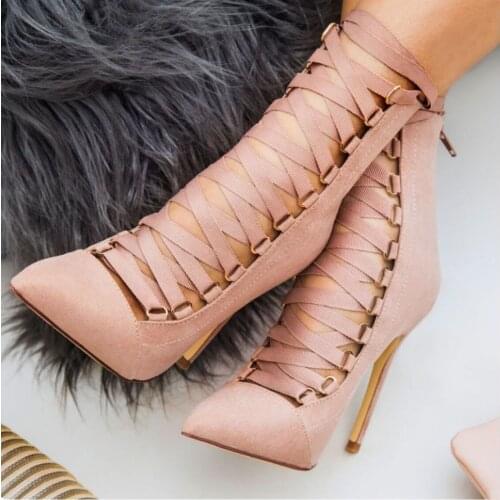 Sexy high heels boots women shoes spring autumn women boots pointed toe zipper high heels boots shoes ladies bota feminina 2020