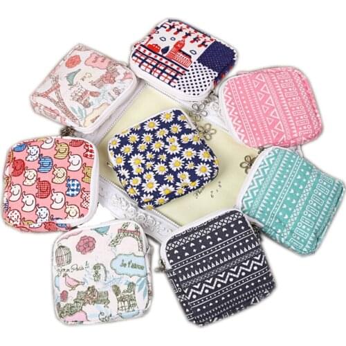1Pcs Female Hygiene Sanitary Napkins Package Zipper Towel Bags Storage Small Cotton Storage Bag Purse Case