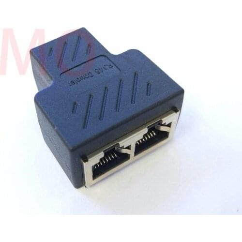 200pcs Copper Core 1 To 2 RJ45 Connector Network Cable Splitter Extender Plug New