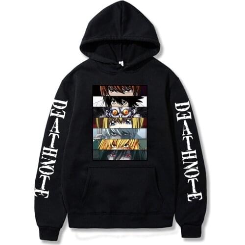 2021 Death Note Eyes Printed Hoodies Hip Hop Streetwear Men Women Anime Hooded Sweatshirt Pullover Hoodie