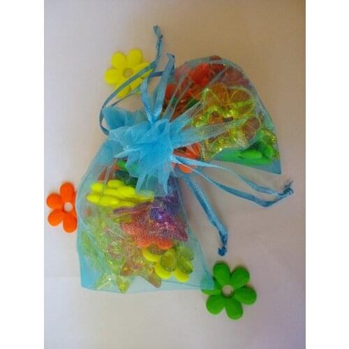 20*30cm 30pcs Organza Bag Lake Blue Drawstring bag jewelry packaging bags for tea/gift/food small transparent pouch Yarn bag