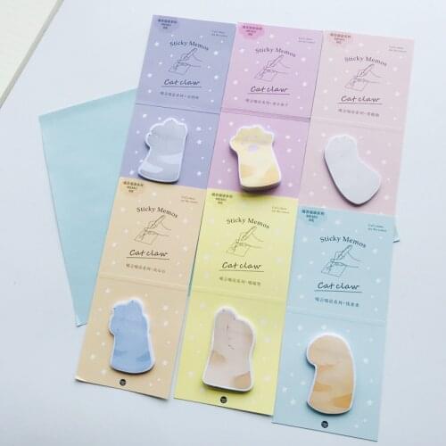 30 pages Kawaii Cat Claw Sakura Foldable Sticky Memo Pads Planner Student Stationery Notepad School Office Supply