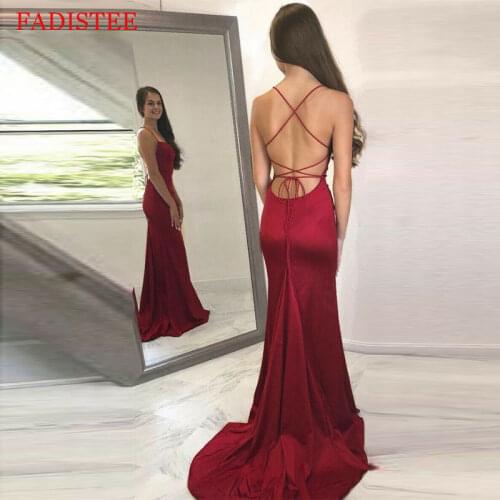 Sexy Spaghetti Straps Backless Prom Party Evening Dresses Satin Mermaid Vestido De Noiva Robe De Soirée De Mariage فساتين السهرة