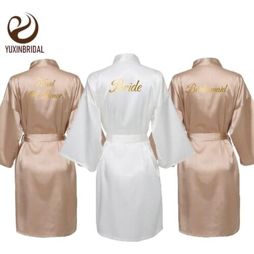 Bridesmaid robes wedding Rose Gold Satin Silk bride robe Wedding Party Bridal Robe Bridesmaid Bride Dressing Gown Sleepwear