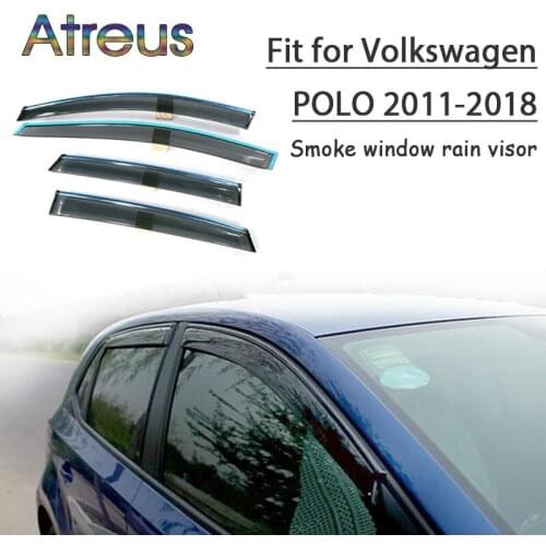 Atreus 1set ABS For 2018-2011 VW Volkswagen Polo Hatchback Accessories Car Vent Sun Deflectors Guard Smoke Window Rain Visor