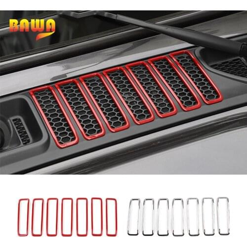 BAWA Car Front Engine Hood Air Conditioning AC Vent Cover Stickers Accessories For Jeep Wrangler JL 2018 2019