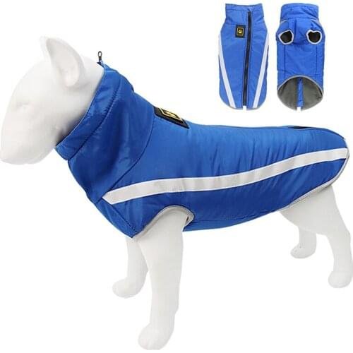 Large Pet Dog Jacket Winter Warm Dog Reflective Coat Clothes For Labrador Waterproof Big Dog Coat French Bulldog Outfits