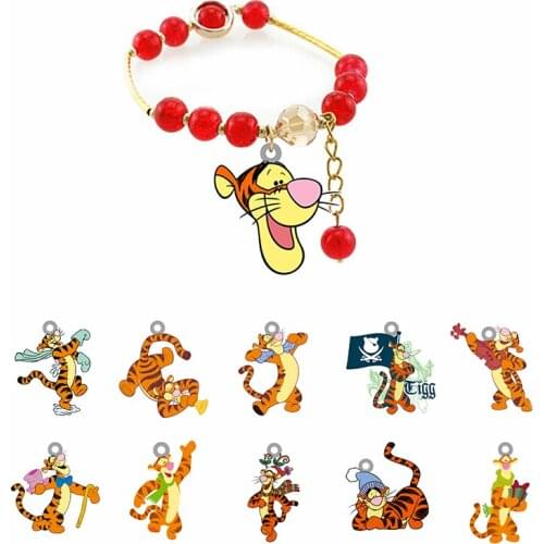 Disney Anime Pattern Bracelet Red Beaded Rope Chain With Mini Epoxy Resin Small Party Girl Hand Rope