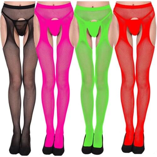 Four-Sided Open-Mouth Sexy Stockings Fishnet Tights Womens Lingerie Hollow Ladies Fun Small Mesh Tights Nylon Pantyhose 6 Color