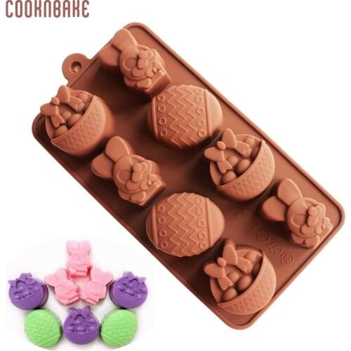 COOKNBAKE DIY Silicone Mold For Chocolate, Ice, Jelly, Pudding, Easter Bunny Eggs Design 8 Holes SICM-008-2