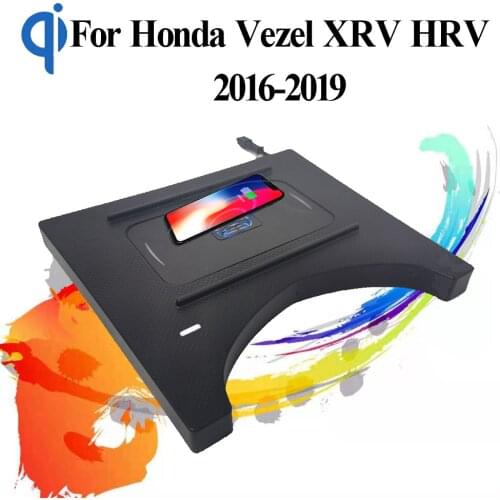 For Honda Vezel XRV HRV 2016-2019 15W Qi Fast Charging Car Vehicle Wireless Charger Pad Auto Android Phone Iphone Holder Plate