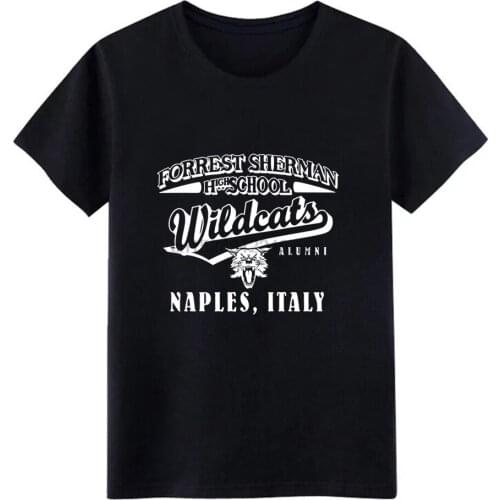 Forrest sherman high school naples italy wildcats t shirt personalized 100% cotton Round Collar streetwear Spring Autumn shirt