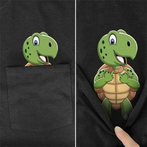 CLOOCL Cotton Pocket T-Shirt Fashion Brand Summer Pocket Sea turtle Printed T-shirt Casual Tops Unisex Cotton Tops