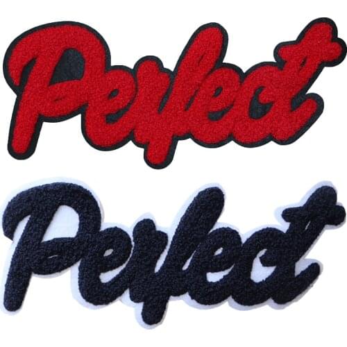 Perfect English Embroidery Towel Alphabet Sticker Letter Badge Chenille Sewing Fabric Women Patch Clothes Stickers For Backpacks