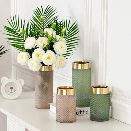 Creative glass vase Gold Transparent Hydroponics Flower arrangement Modern home decorations glass vase for wedding decoration