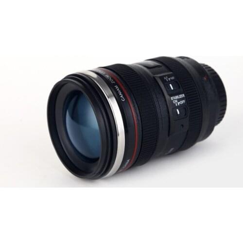 Fuuny Creative 400ml Coffee Cups Stainless Steel Liner Camera Lens Mugs White Black Coffee Tea Cup Mugs With Lid Novelty Gifts