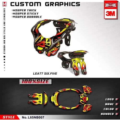 KUNGFU GRAPHICS MX Racing Decals Stickers for Neck Brace Leatt DBX GPX 6.5 Six.Five Yellow Red S/M L/XL (Style no. L65NB007)