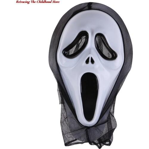 Halloween Ghost Face Mask Horror Screaming Grimace Mask for Adult Scary Cosplay Prop Carnival Masker Fancy Party Decor