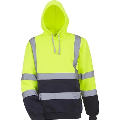 80% HOT SALES！！！Men Reflective Sweatshirt High Visibility Pullover Top Long Sleeve Hoodie Coat