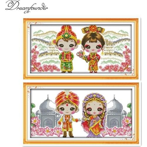 Chinese baby cross stitch kit lovers counted white18ct 14ct 11ct printed embroidery DIY handmade needlework craft tool decor