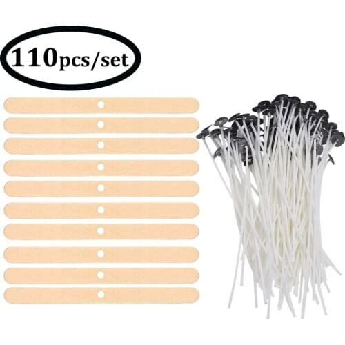 110 pcs Candle Making Material Set Smokeless Wax Pure Cotton Candle Wicks Candle Core Sustainer Tab for DIY Handmade Candle Tool