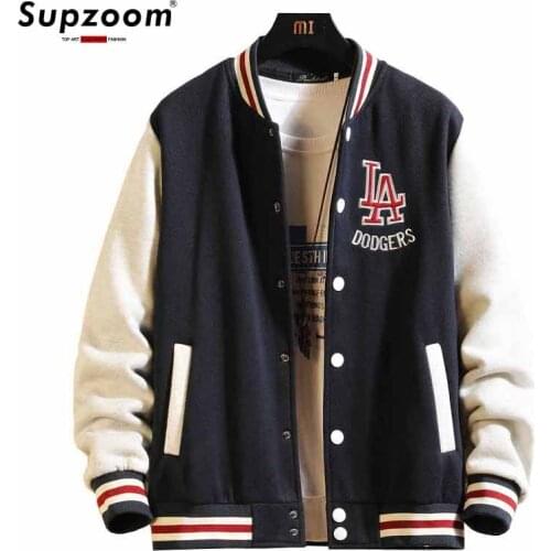 2021 New Arrival Hot Preppy Style Cotton Thick Embroidery Rib Sleeve Bomber Jacket Brand Clothing Baseball Autumn Winter Casual