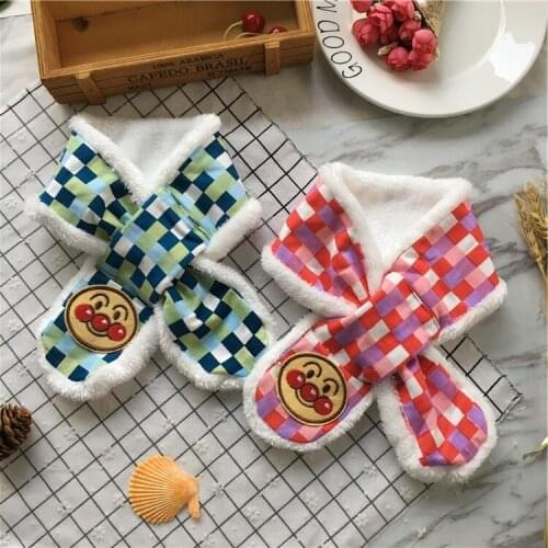 Tonytaobaby New Style of Boys and Girls Plush Childrens Printed Plaid Scarf